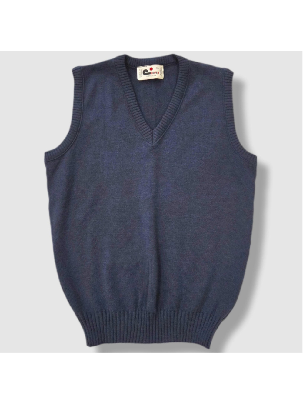 Vintage Navy Knit Vest, Cooper Monsieur Made in Canada, Ungendered Fit M/L